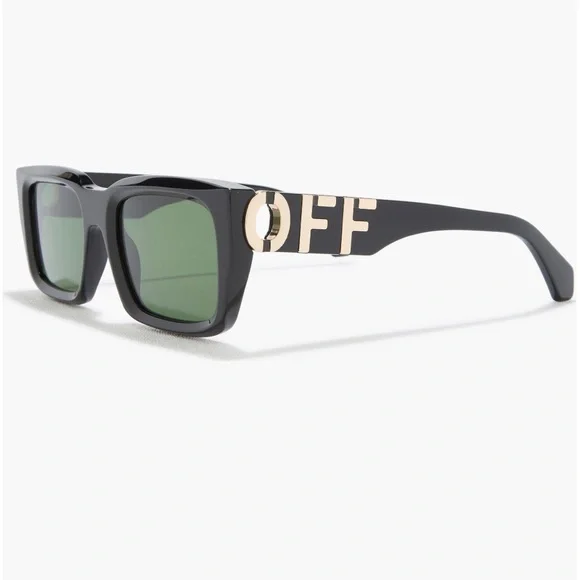 NEW OFF-WHITE Hays 54mm Black Square Sunglasses with Gold Accent display picture 3